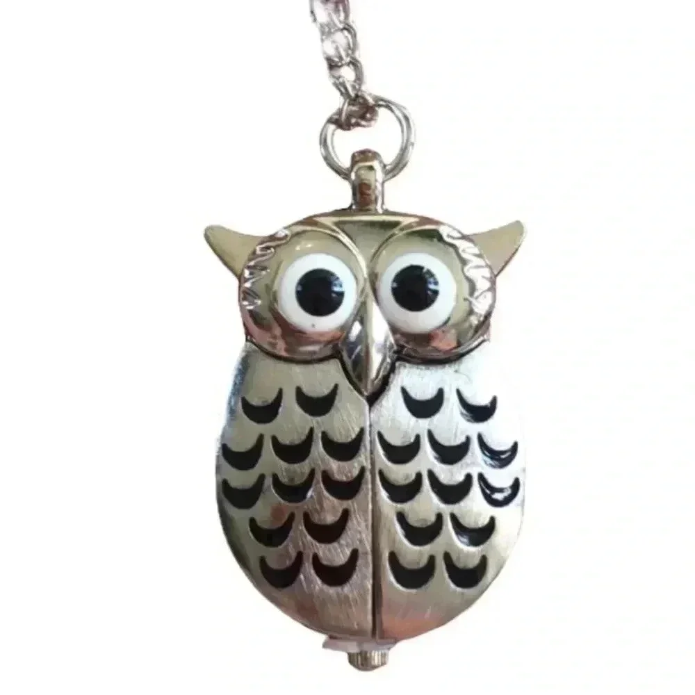 Owl Silver Pocket Watch and Chain NWT